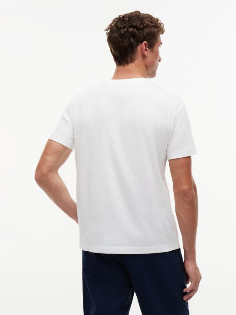 Alb Tricou Cu Guler Rotund Si Logo  Barbati