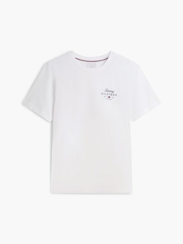 Alb Tricou Cu Guler Rotund Si Logo  Barbati