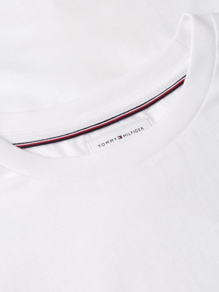 Alb Tricou Cu Guler Rotund Si Logo  Barbati