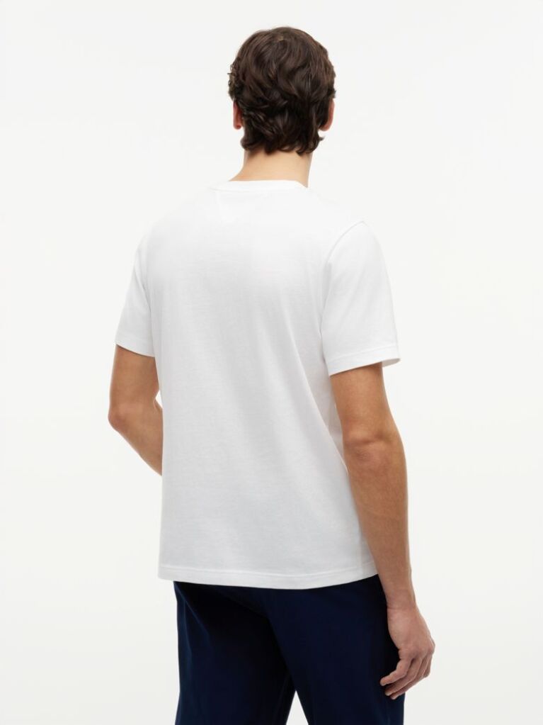 White Logo Graphic Jersey Crew Neck T-Shirt  Men