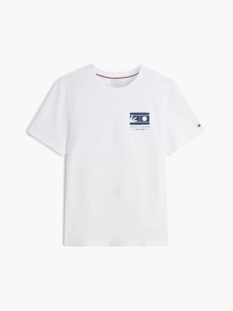 White Logo Graphic Jersey Crew Neck T-Shirt  Men