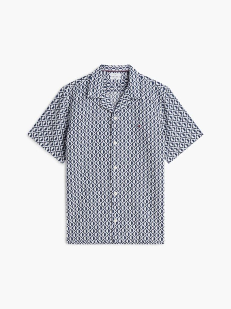 Multi Regular Linen Blend Print Short Sleeve Shirt  Men