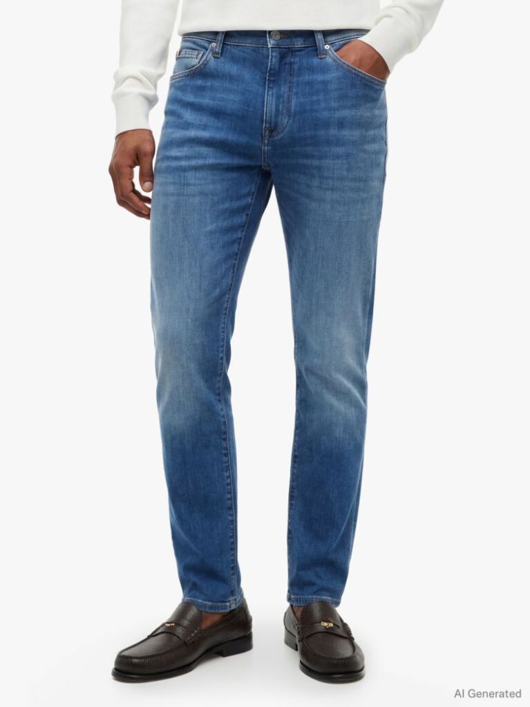 Blue Blugi Bleecker Cu Croiala Slim Cu Efect Uzat  Barbati