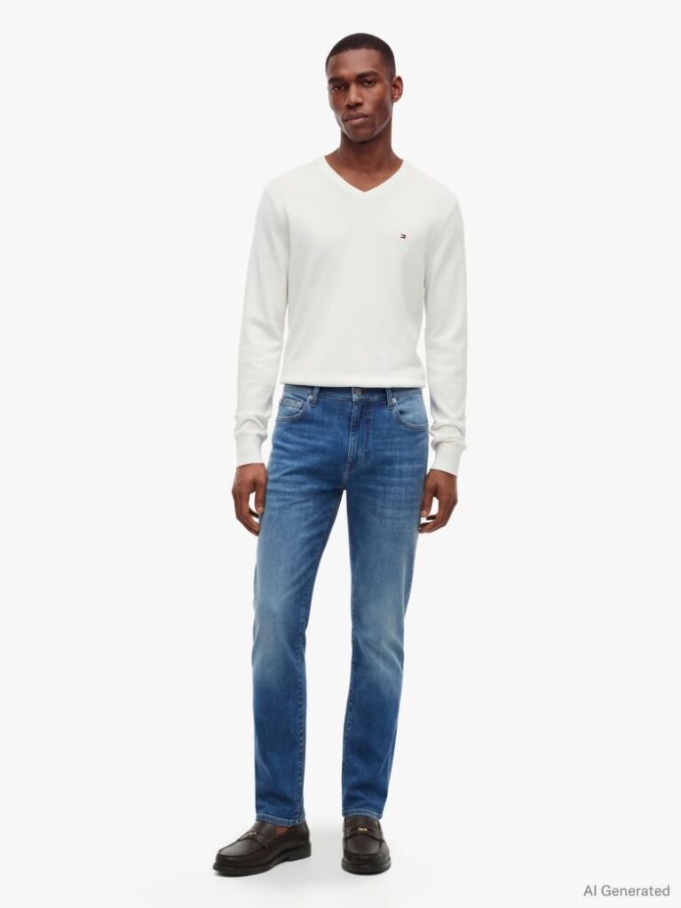 Blue Blugi Bleecker Cu Croiala Slim Cu Efect Uzat  Barbati