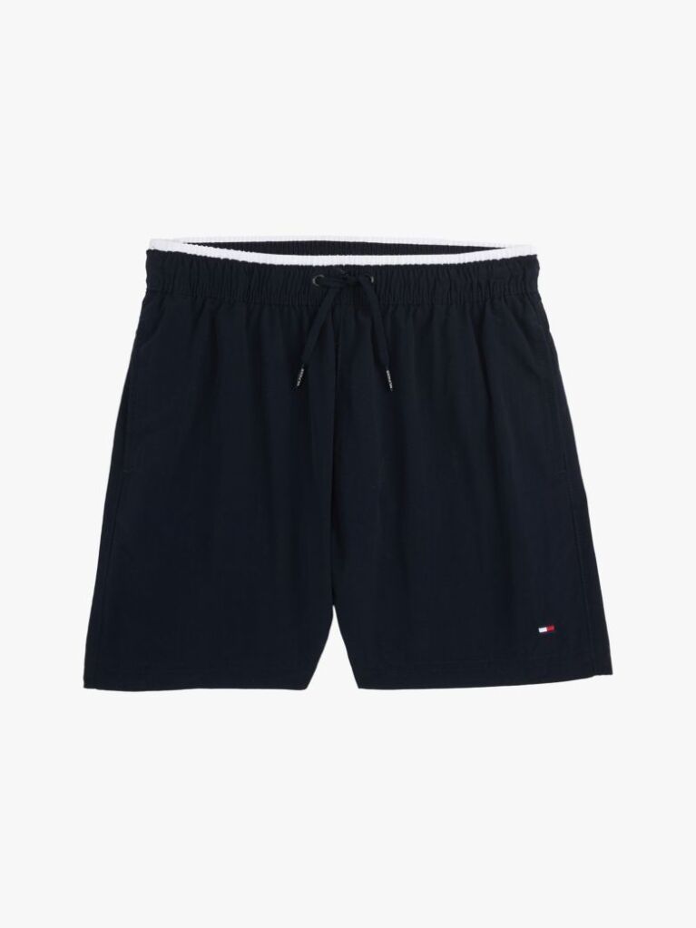 Blue Essential Flag Embroidery Mid Length Swim Shorts  Boys