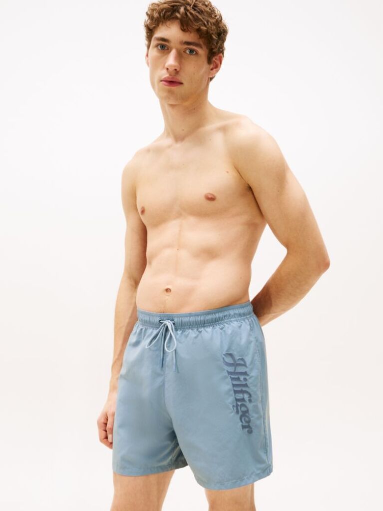 Blue Pantalon Scurt De Baie Signature Logo Lungime Medie  Barbati