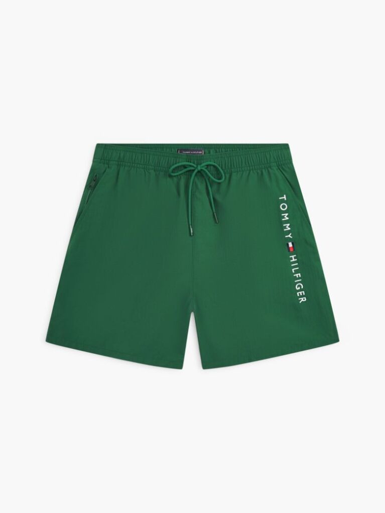 Green Original Logo Mid Length Swim Shorts  Men