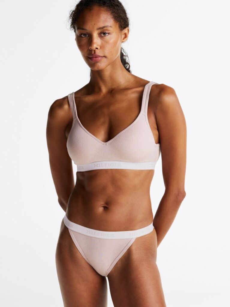 Beige Hilfiger Monotype Logo Waistband Tanga Briefs  Women