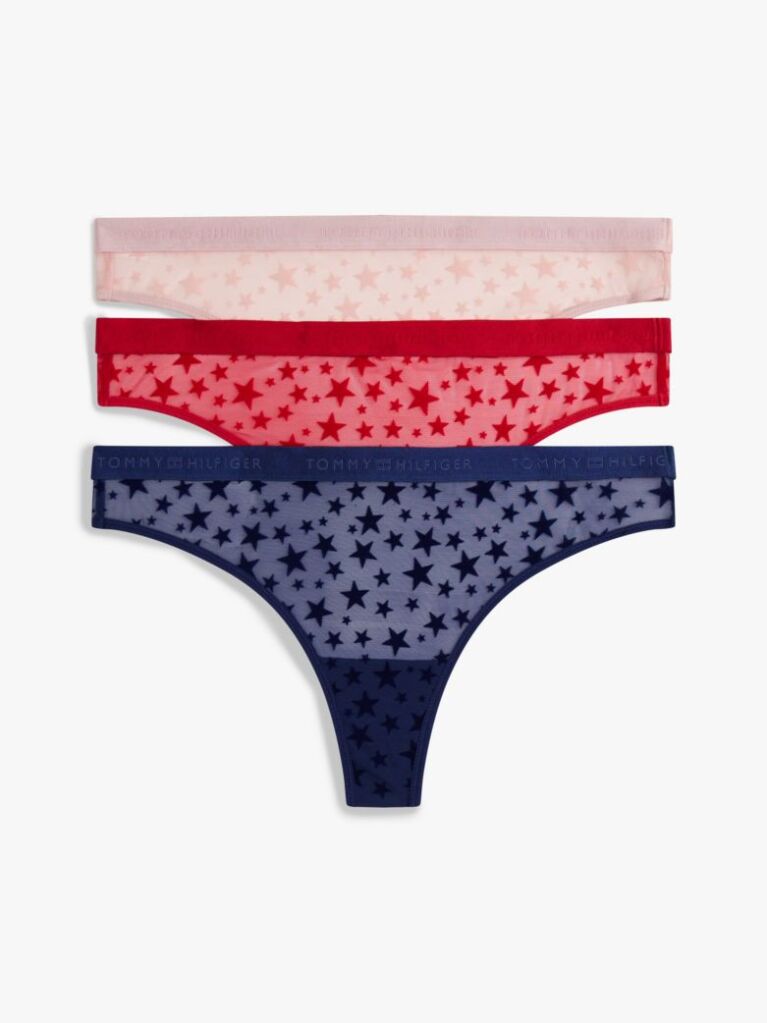 Multi Cutie Cadou 3-Pack Thong Essential Mesh Cu Logo  Femei