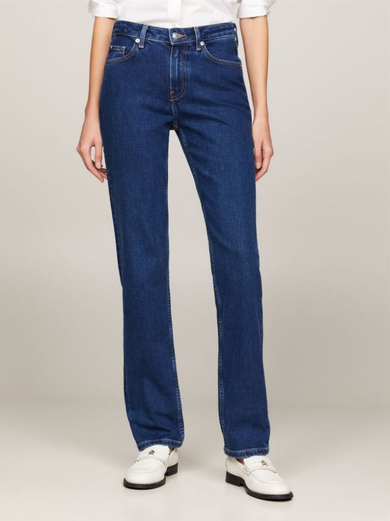 Denim Jeans Drept Cu Talie Medie  Femei