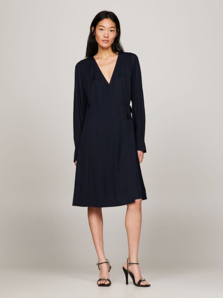 Blue Rochie Wrap Fit And Flare   Femei