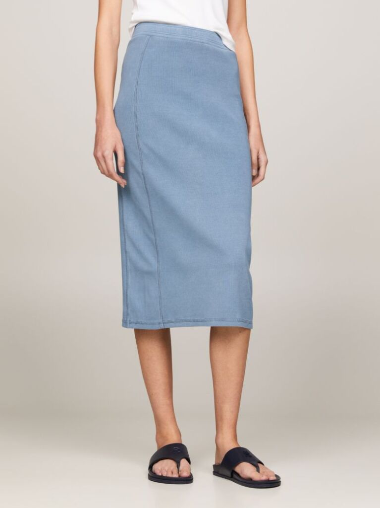 Blue Fusta Creion Midi Garment Dyed  Femei