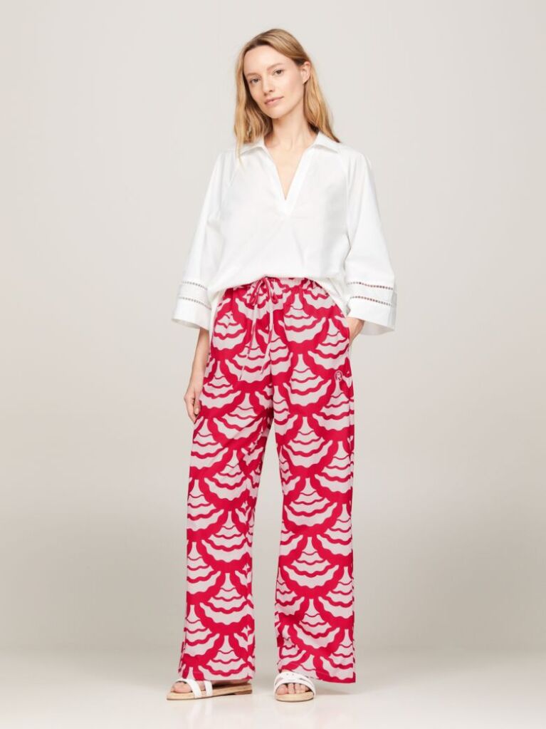 Multi Pantaloni Relaxed Evazati Cu Imprimeu  Femei