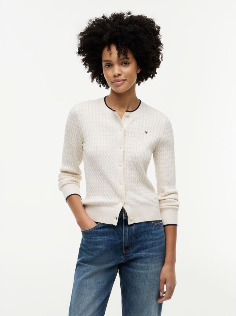 Beige Cable Knit Cardigan  Women