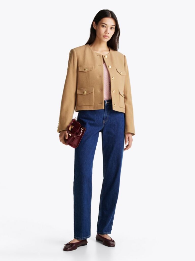 Blue Mid Rise Straight Leg Jeans  Women