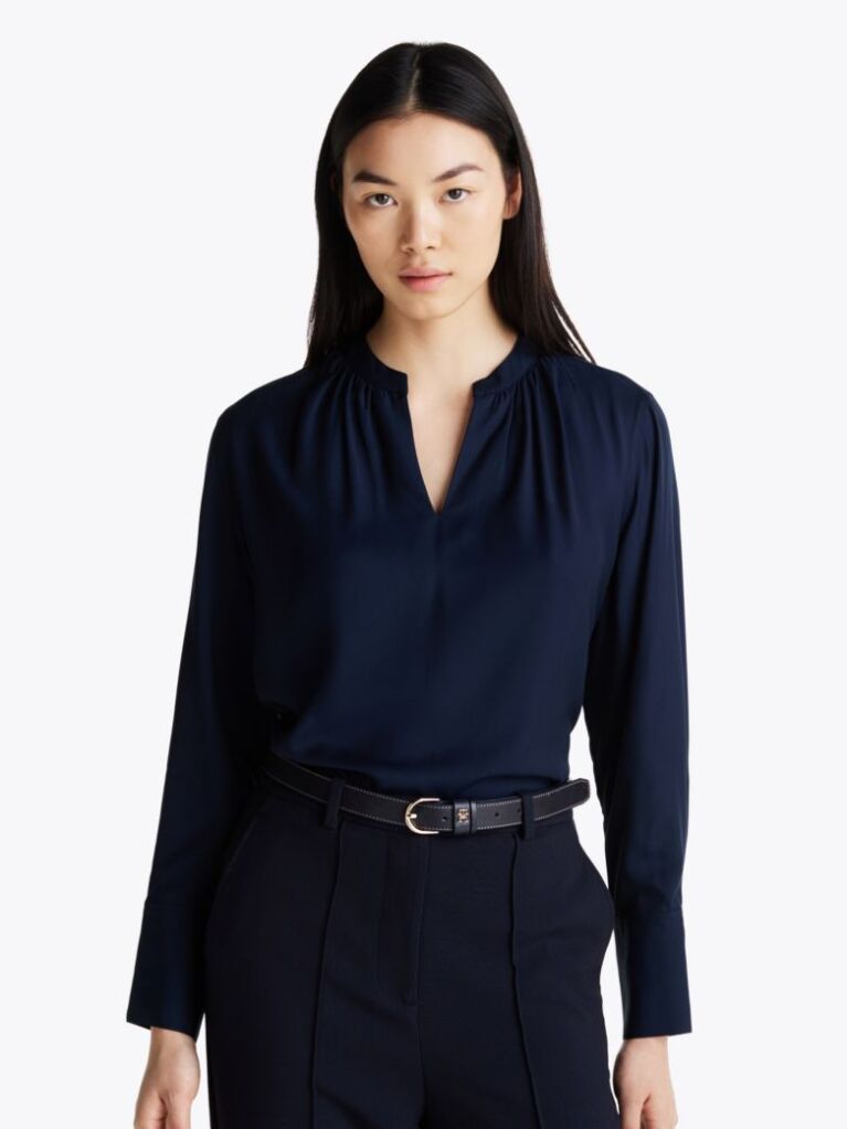 Blue Bluza Relaxata Cu Guler In V  Femei