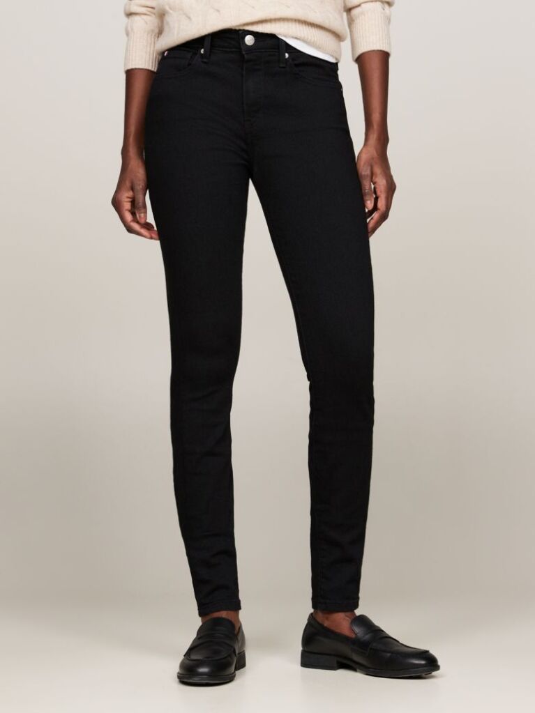 Negru Jeans Skinny Cu Talie Medie  Femei