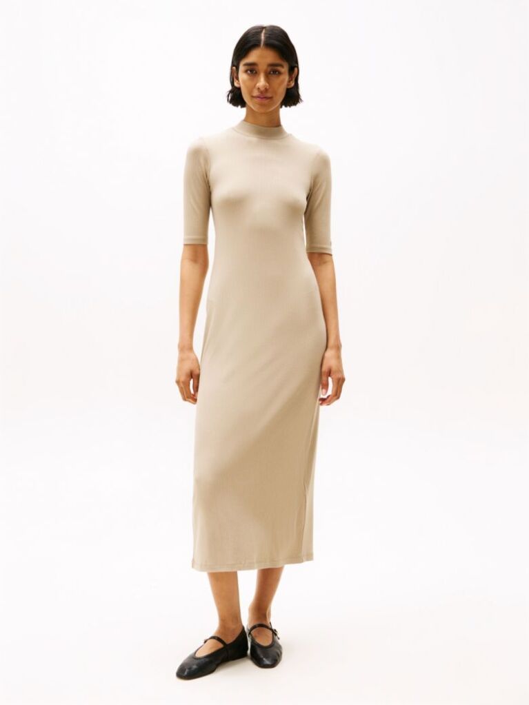 Bej Rochie Slim Midi Bodycon  Femei