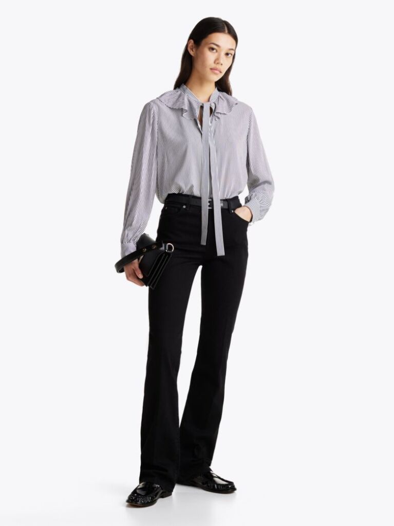 Negru Jeans Bootcut Negru Cu Talie Medie  Femei