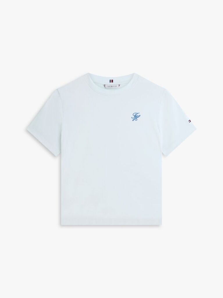 Blue Tricou Cu Guler Rotund Si Logo Brodat  Femei