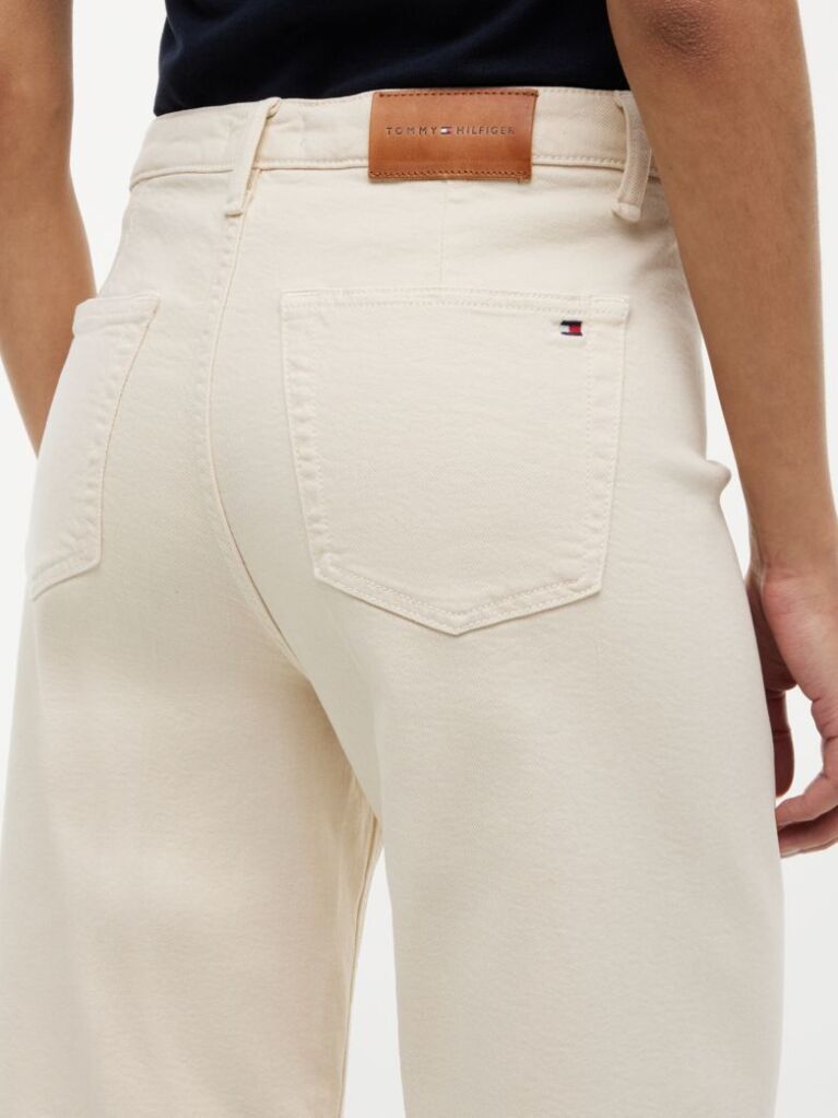 Beige Washed High Rise Wide Leg Ankle Jeans  Women