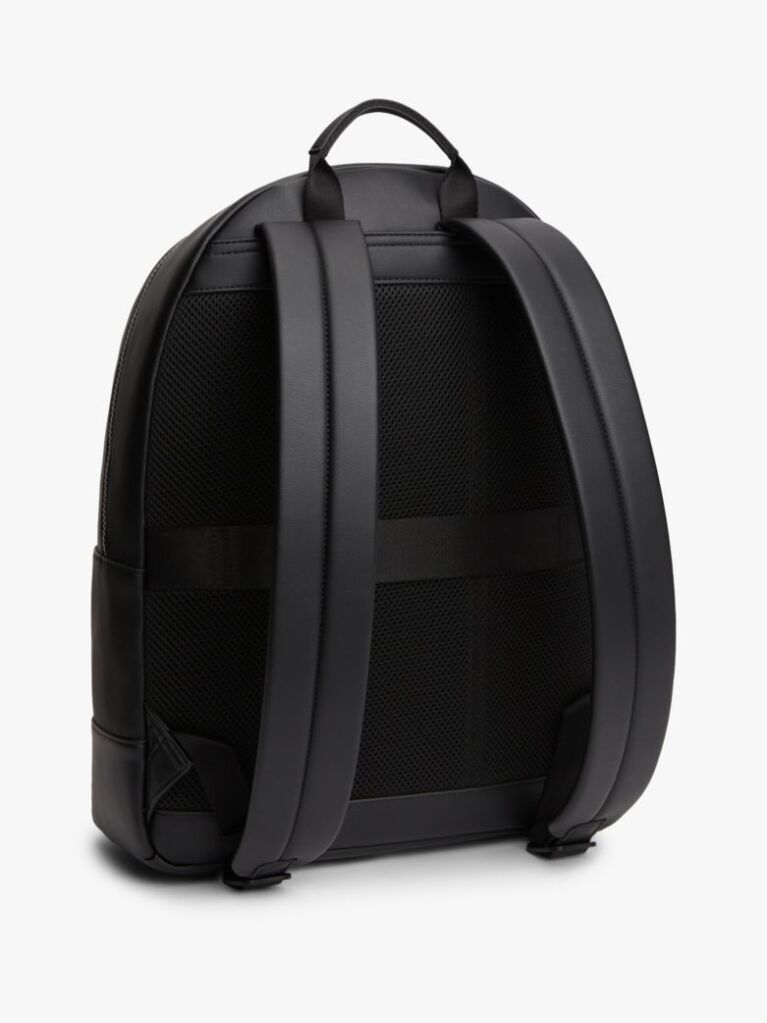 Black Metal Logo Textured Dome Backpack  Men