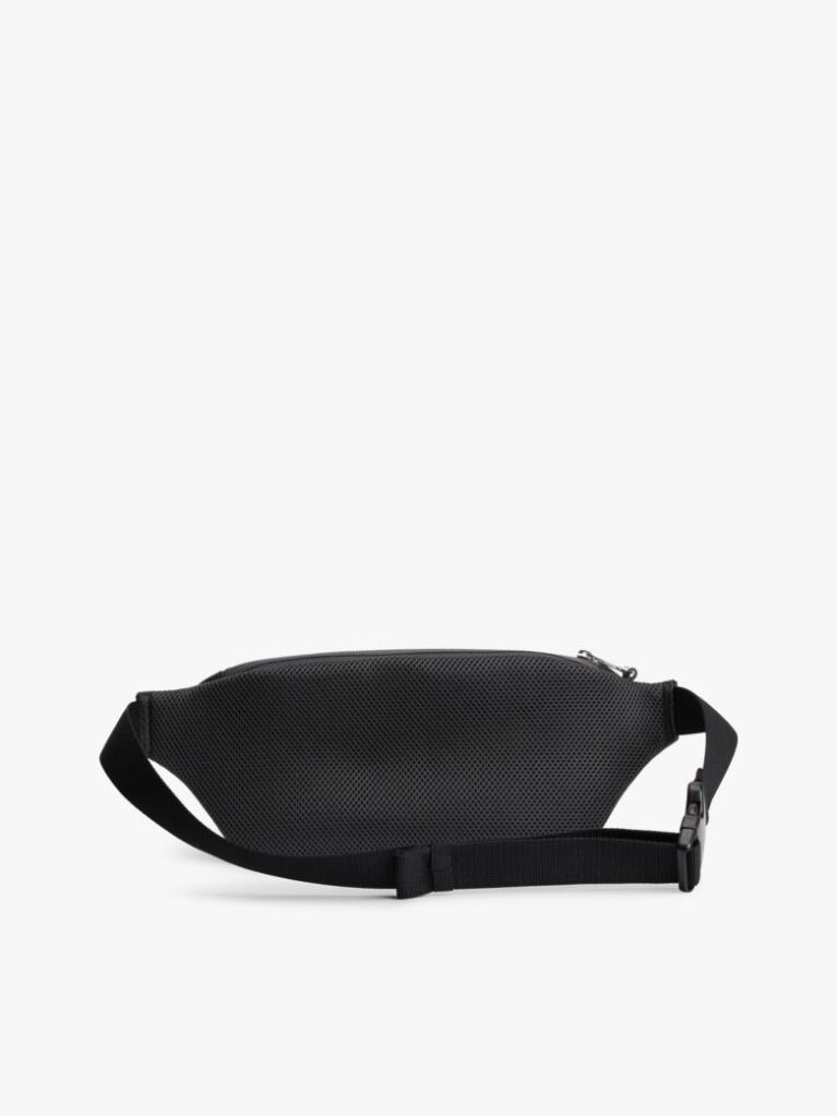 Black Rubberised Logo Bum Bag  Men