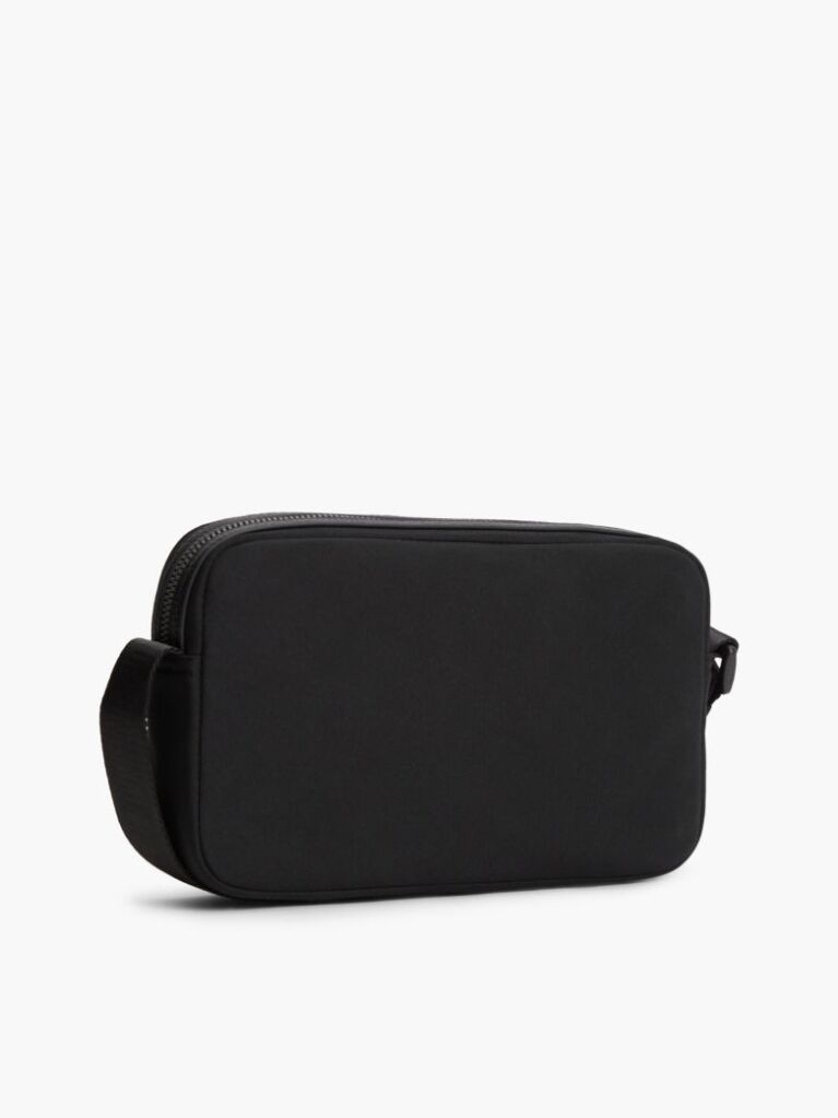 Black Metal Logo Crossbody Reporter Bag  Men
