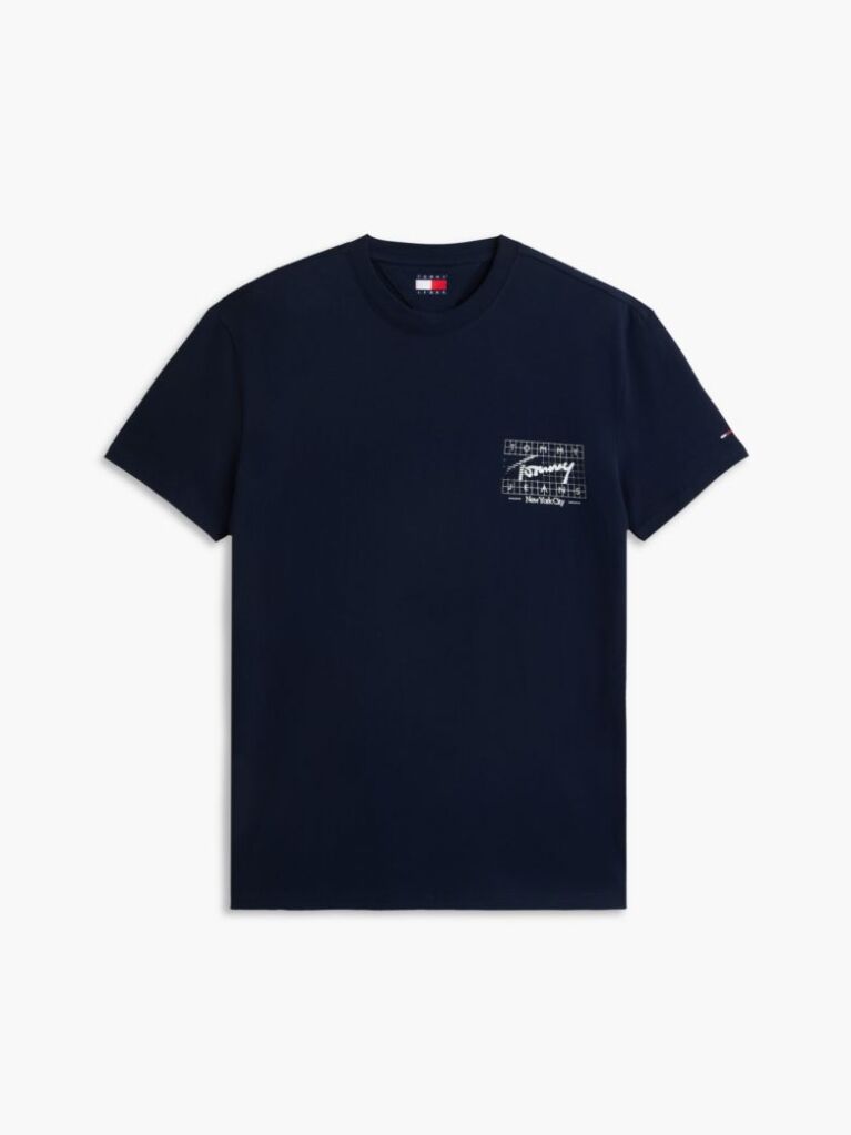 Blue T-Shirt Din Jersey Cu Model Signature  Barbati
