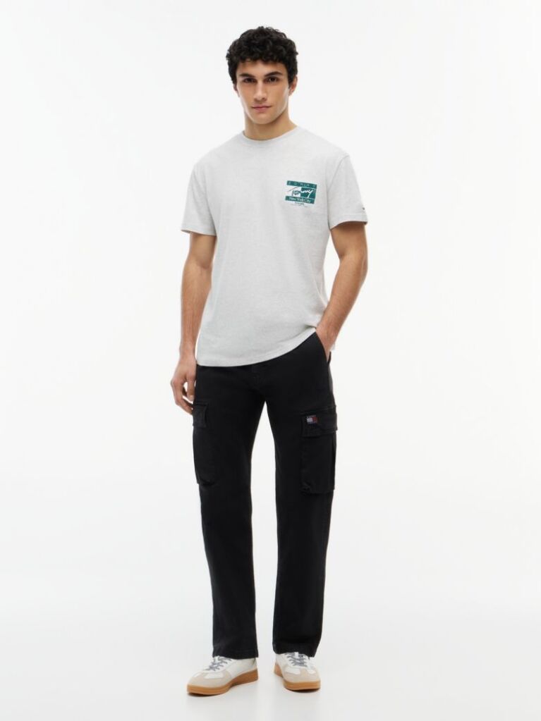 Gri T-Shirt Din Jersey Cu Model Signature  Barbati