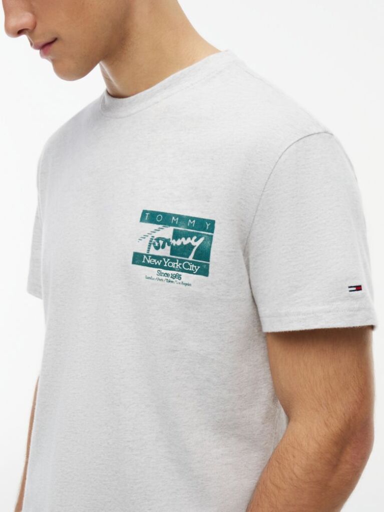 Gri T-Shirt Din Jersey Cu Model Signature  Barbati