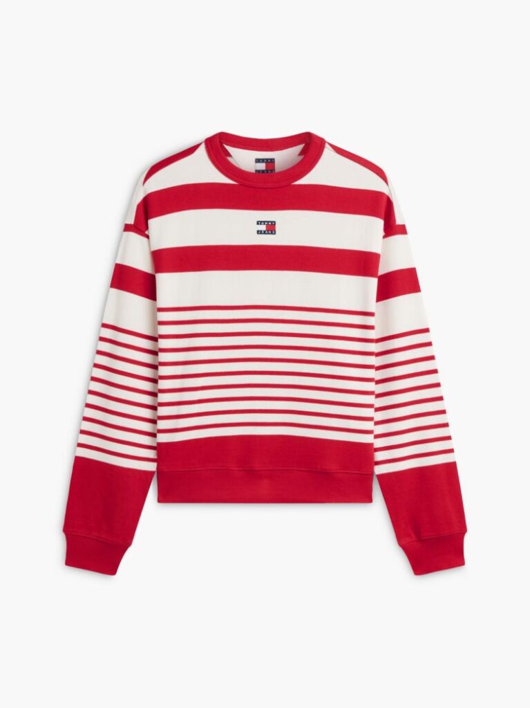 Multi Tommy Badge Stripe Relaxed Sweatshirt  Women