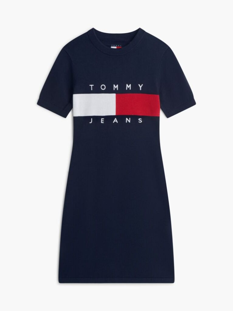 Blue Rochie Gen Pulover Mini Cu Croiala Slim Si Steag Tommy  Femei