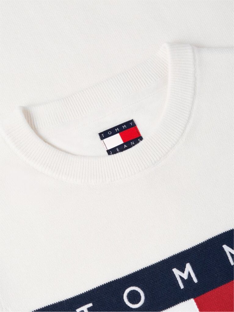 Alb Rochie Gen Pulover Mini Cu Croiala Slim Si Steag Tommy  Femei