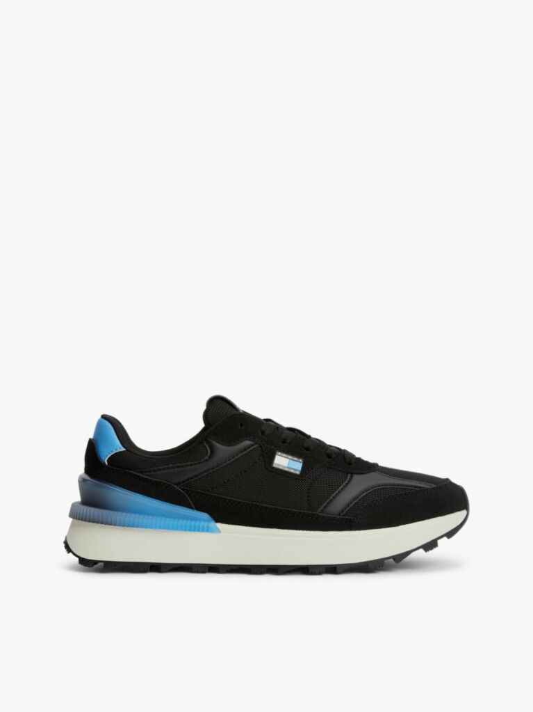 Black Tech Mixed Texture Cleat Trainers  Men
