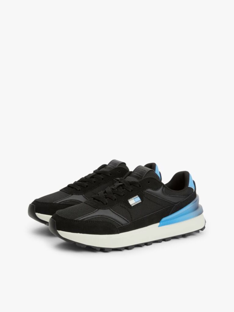 Black Tech Mixed Texture Cleat Trainers  Men