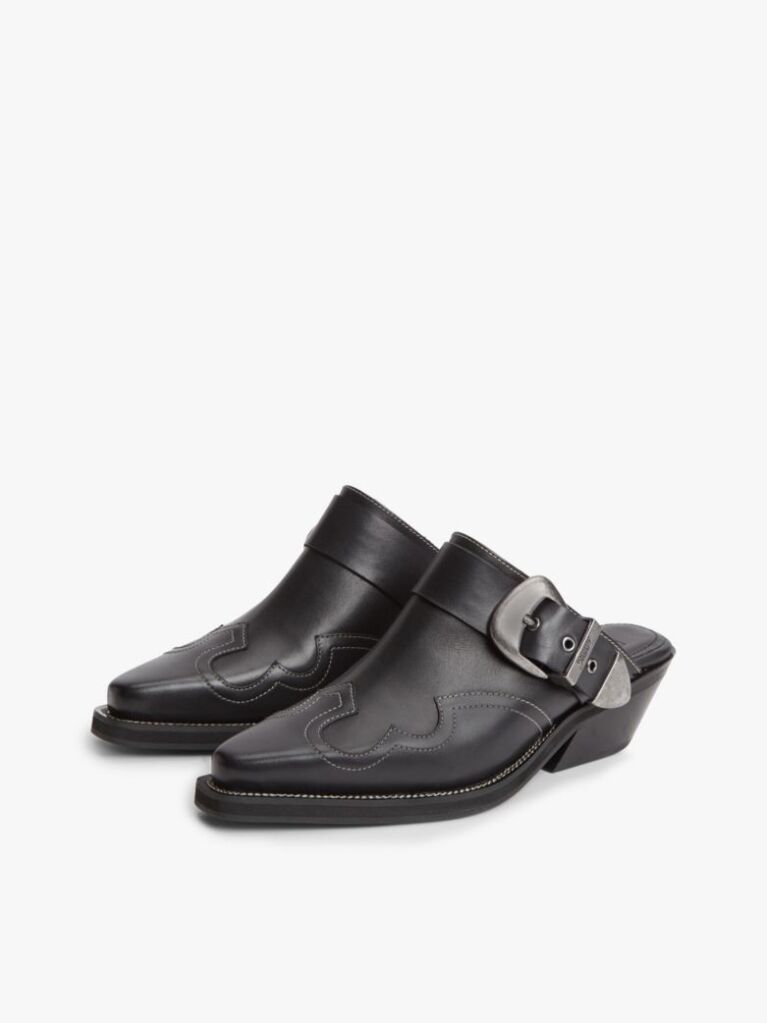 Negru Archive Cowboy Mules Din Piele  Femei