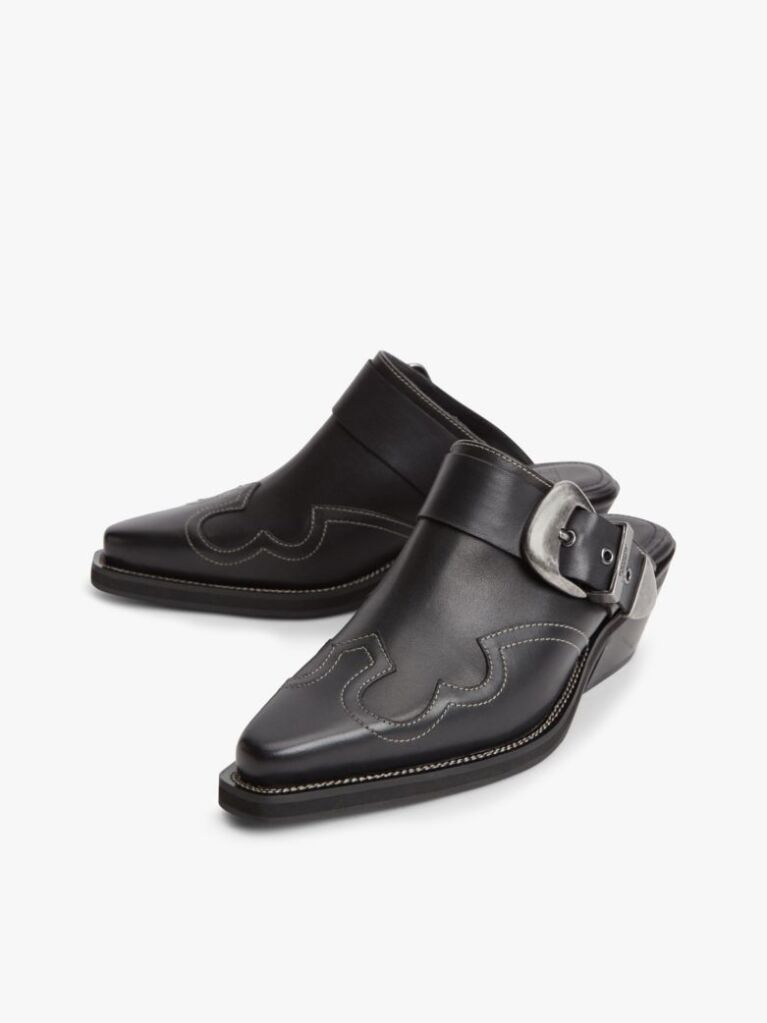 Negru Archive Cowboy Mules Din Piele  Femei