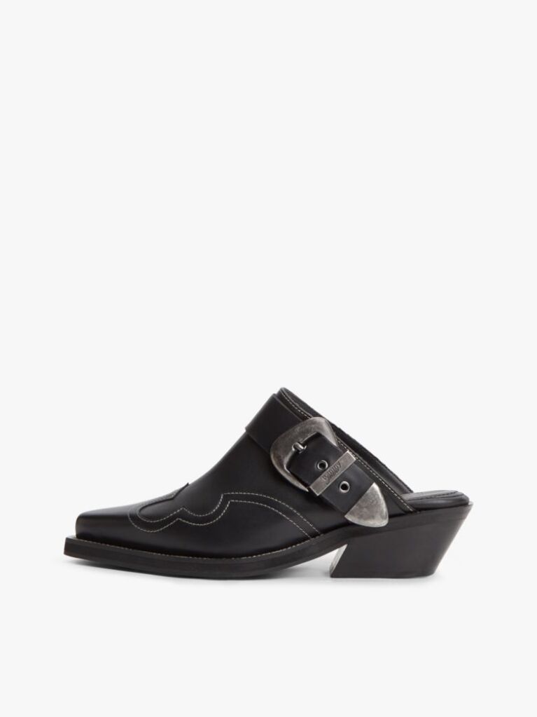 Negru Archive Cowboy Mules Din Piele  Femei