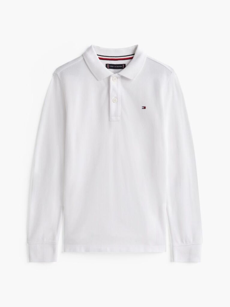 Alb Tricou Polo Pique Cu Maneca Lunga Regular  Baieti