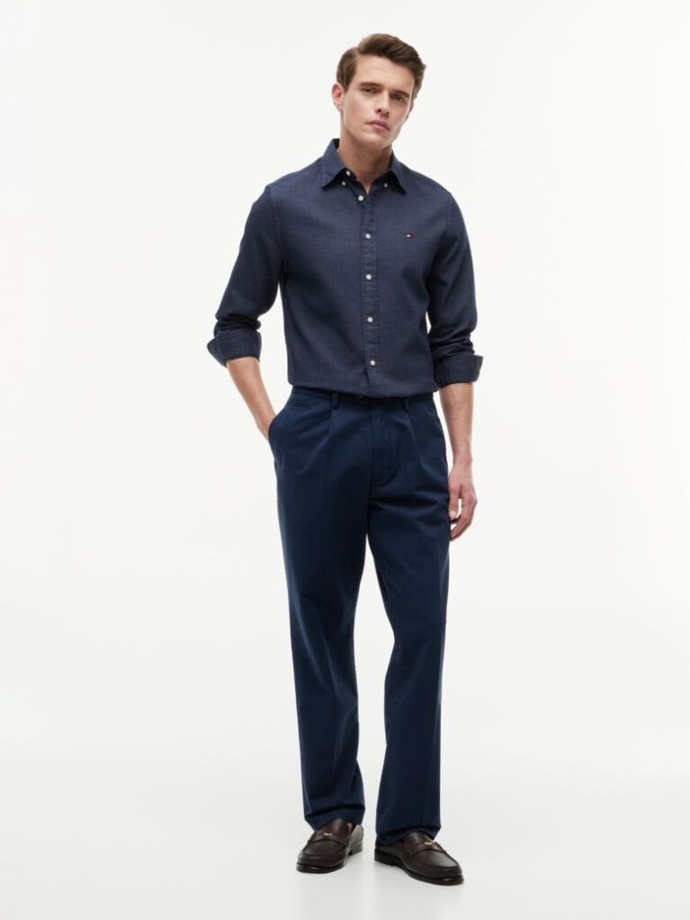 Blue TH Flex Regular Fit Dobby Shirt  Men