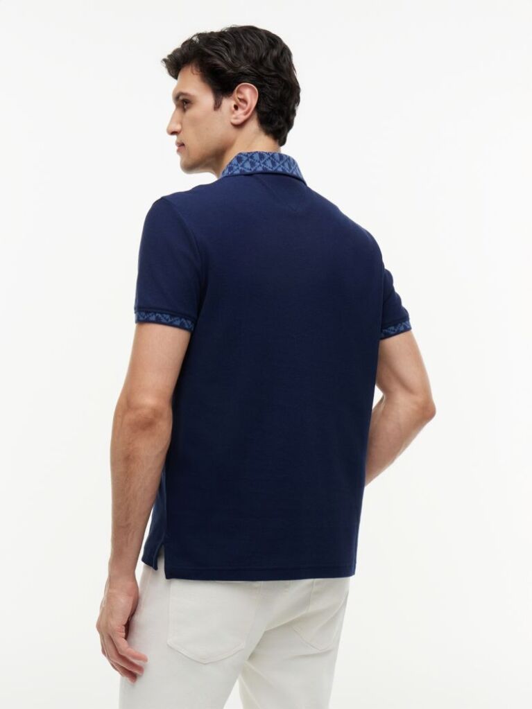 Blue Polo Jacquard Cu Croiala Regular  Barbati