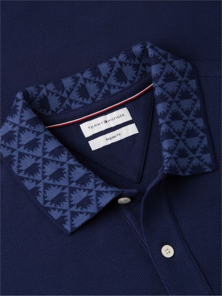 Blue Polo Jacquard Cu Croiala Regular  Barbati