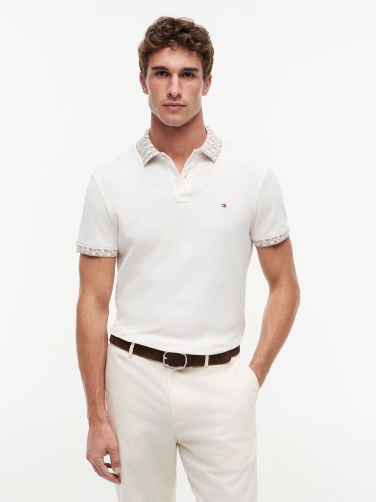 Bej Polo Jacquard Cu Croiala Regular  Barbati