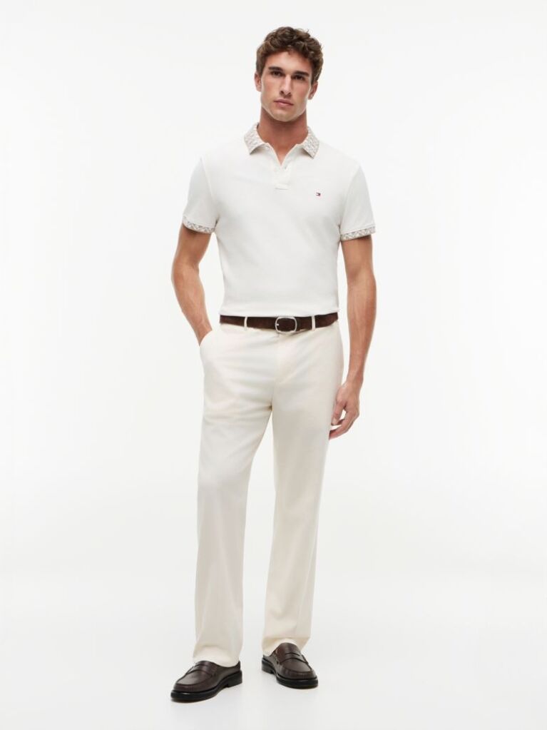 Bej Polo Jacquard Cu Croiala Regular  Barbati