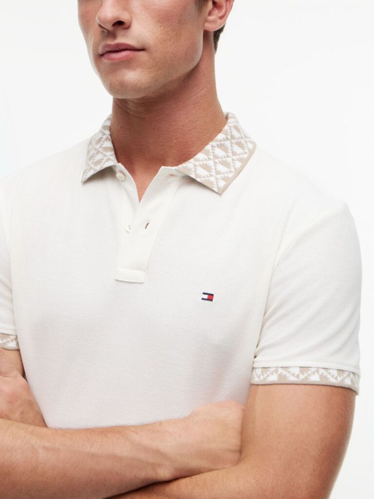 Bej Polo Jacquard Cu Croiala Regular  Barbati
