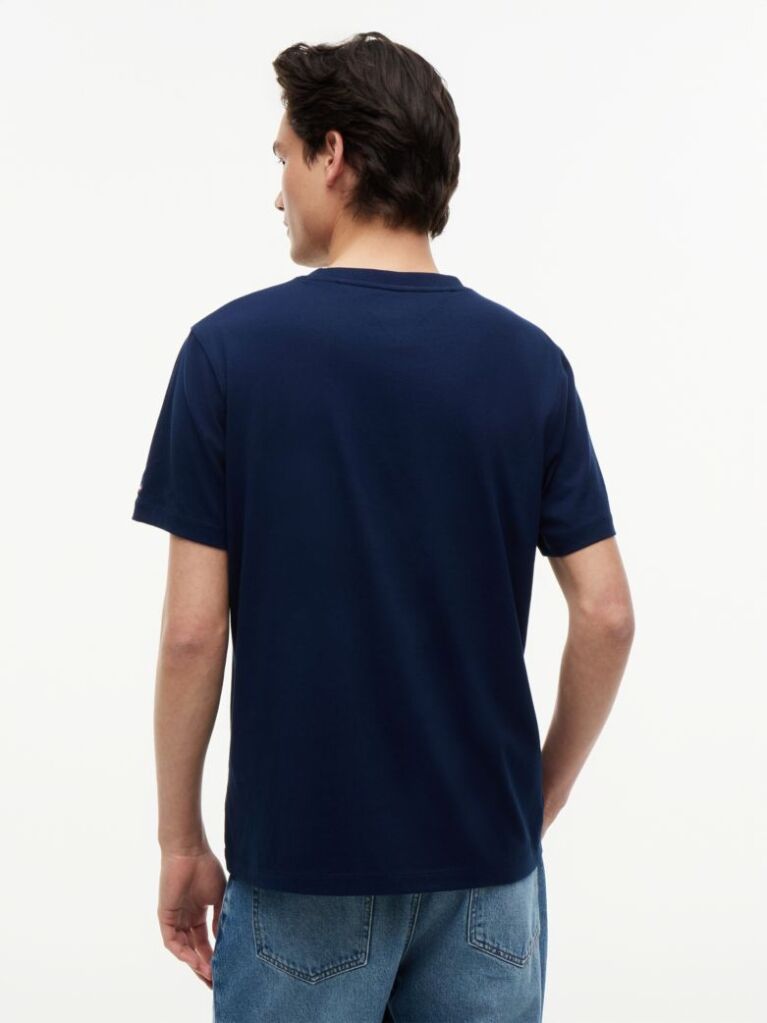 Blue T-Shirt Cu Model Floral Pe Buzunar  Barbati