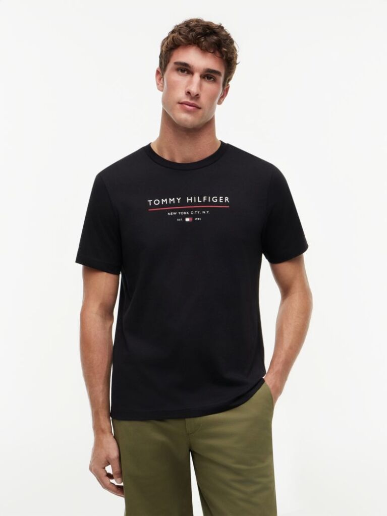 Negru T-Shirt Din Jerseu  Barbati