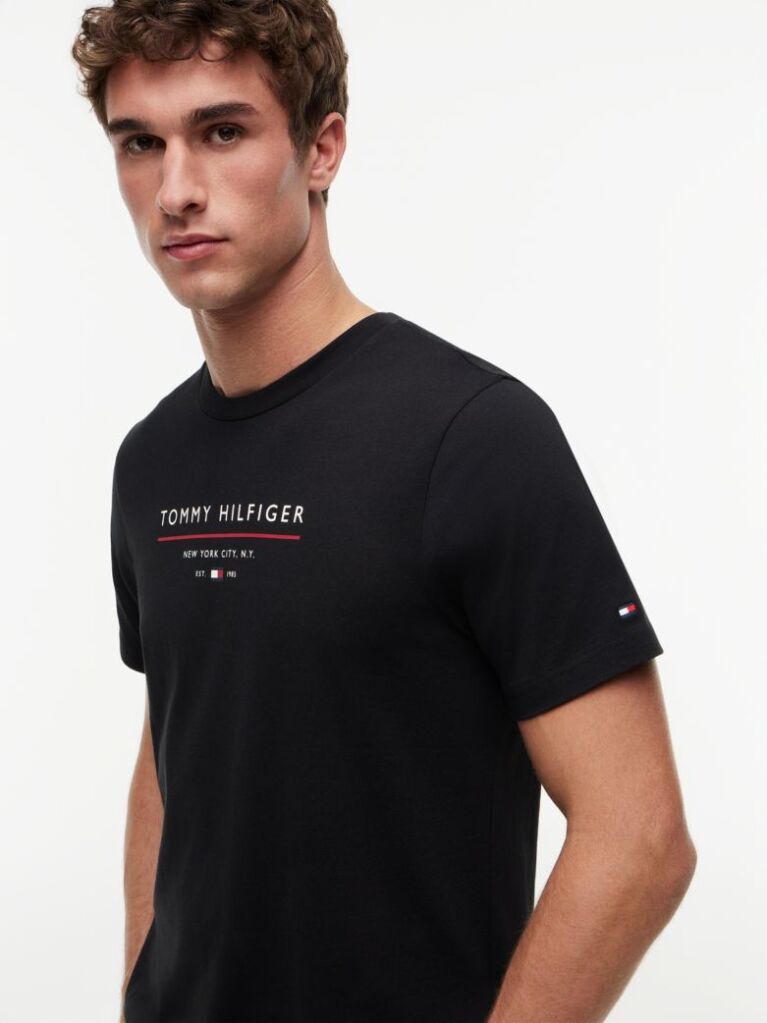 Negru T-Shirt Din Jerseu  Barbati