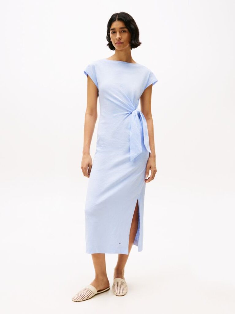 Blue Rochie Midi Mulata Cu Decolteu Barca  Femei